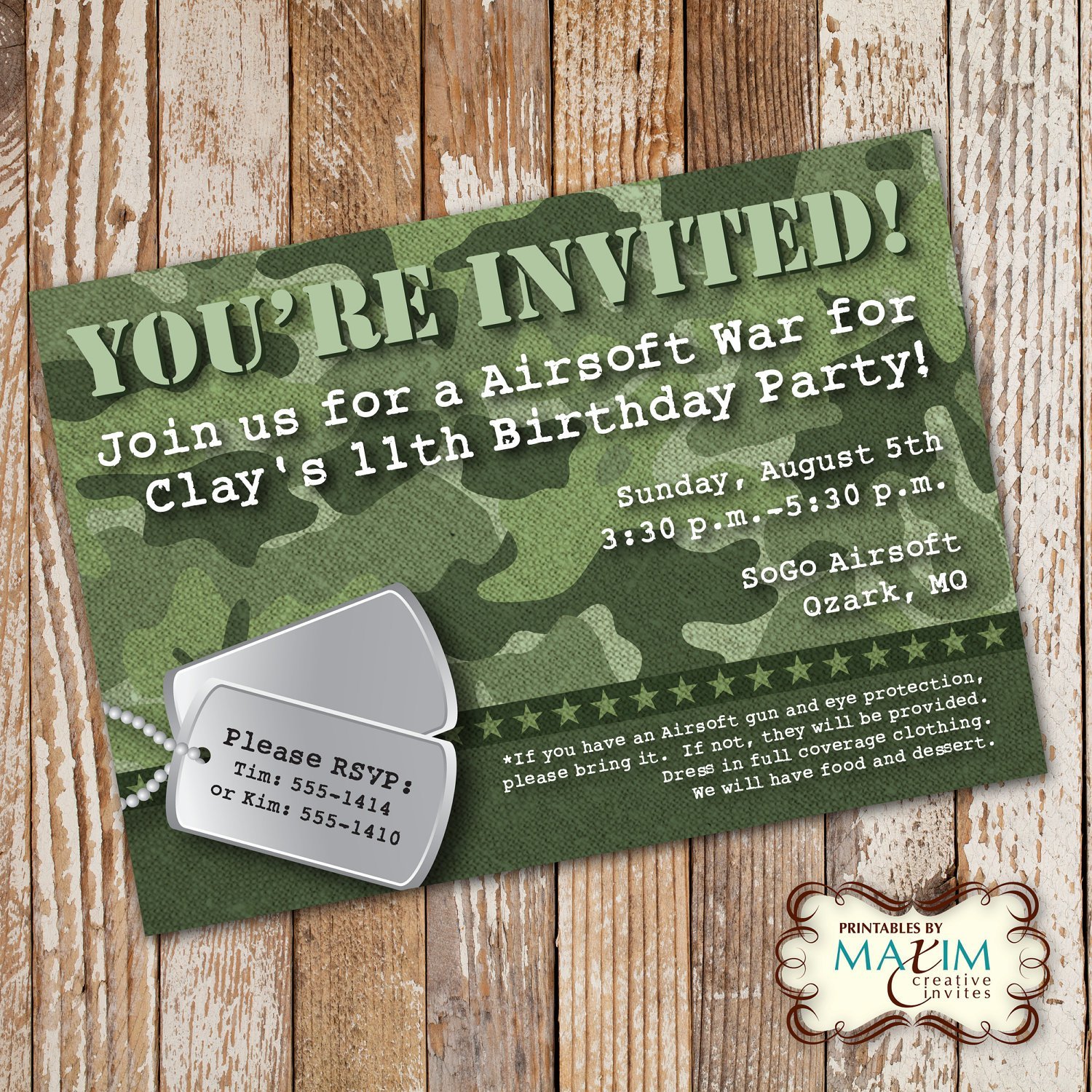 Free Printable Camo Invitations For Birthday