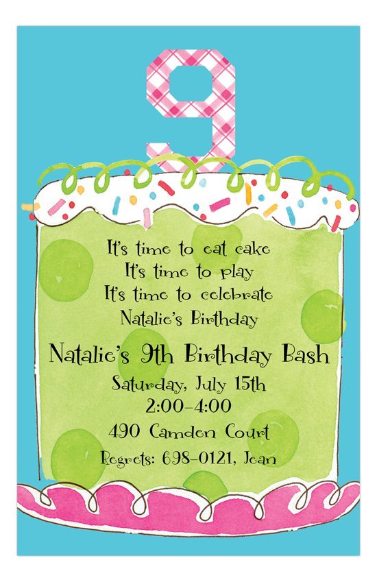 Girl 9th Birthday Invitation Wording