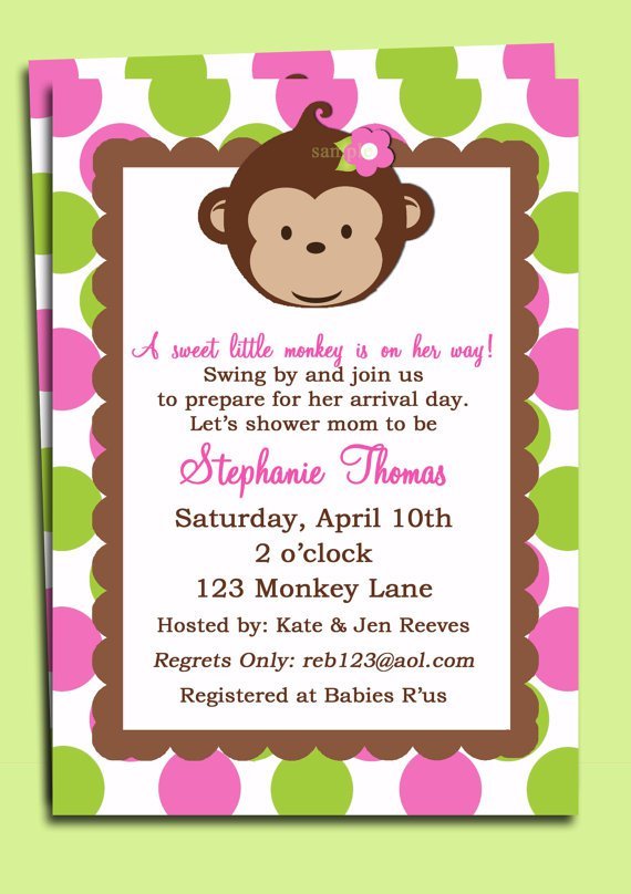 Girl Mod Monkey Birthday Invitations