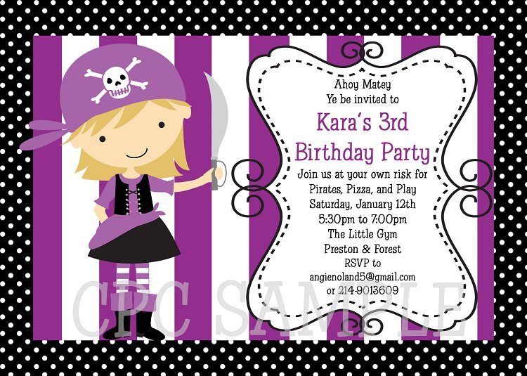 Girl Pirate Party Invitation