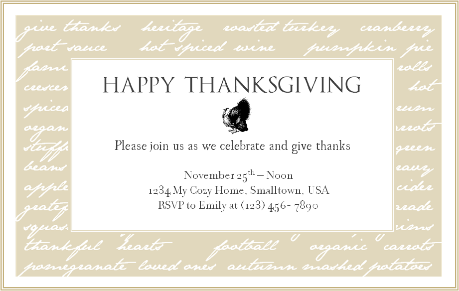 Go Away Sample Invitations