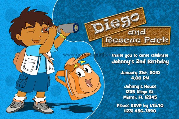 Go Diego Go Party Invitations Printable