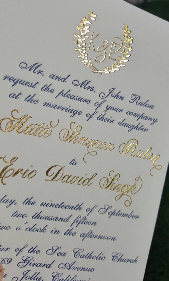 Gold Foil Wedding Invitations Etsy