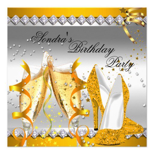 Gold Glitter Birthday Invitations