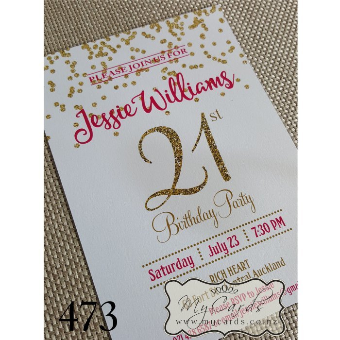 Gold Glitter Birthday Invitations