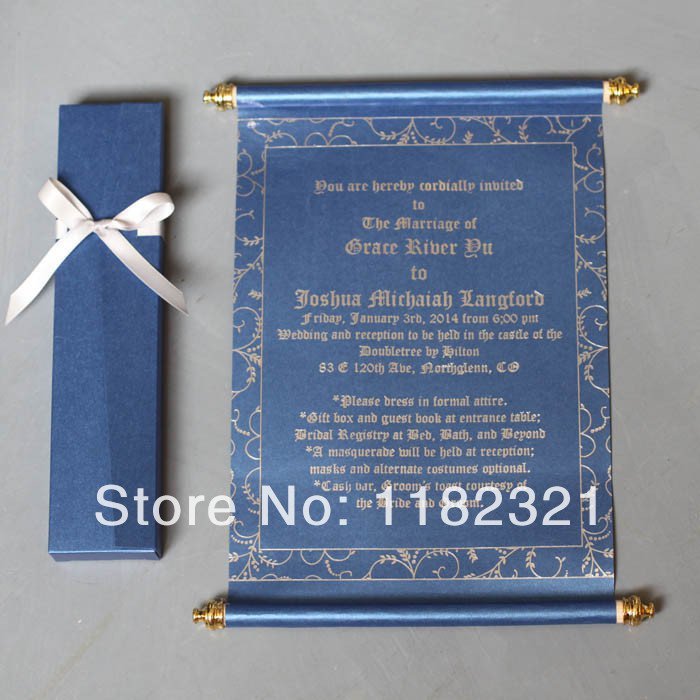 Gold Ribbon Wedding Invitations