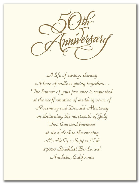 Golden Wedding Anniversary Invitation Wording