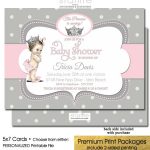 Gray And Pink Crown Invitation