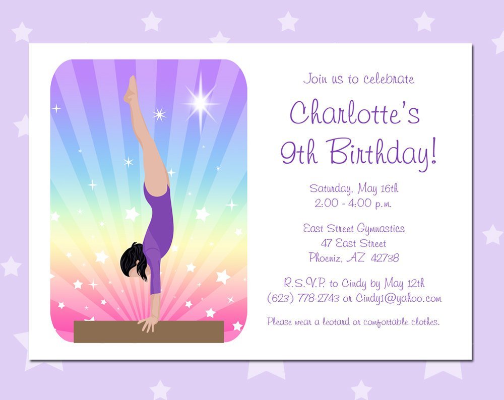 Gymnastic Invitations For Girls