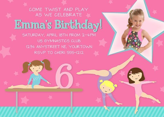 Gymnastics Birthday Invitation Wording