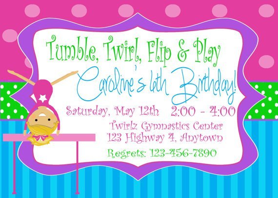Gymnastics Party Invitations Printable
