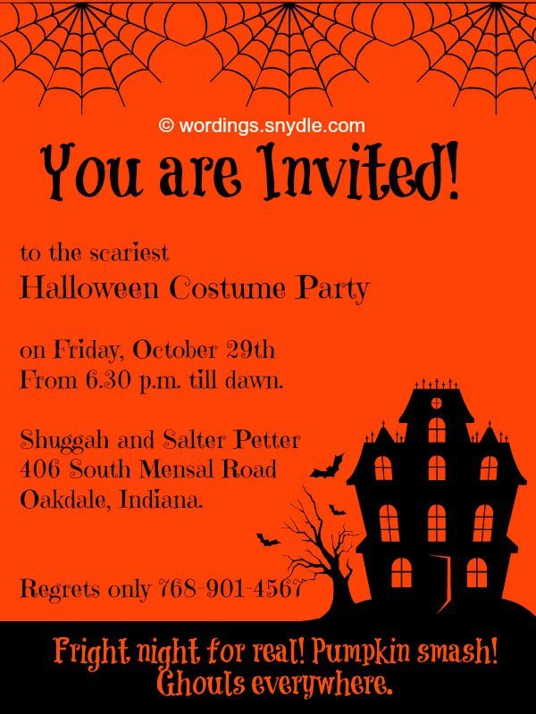 Halloween Party Invitation Wording Scary