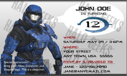 Halo Reach Party Invitations