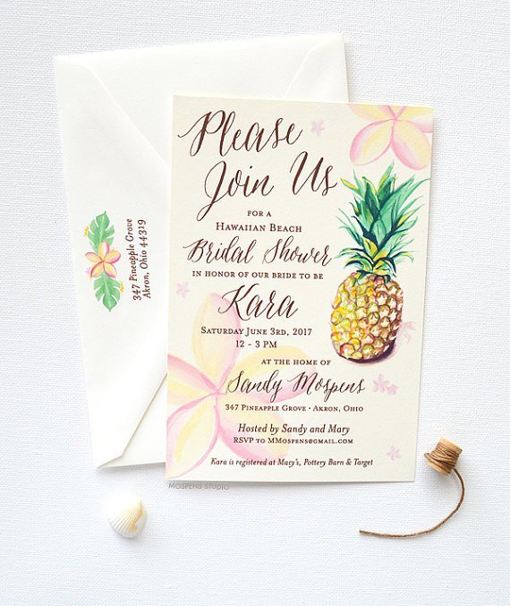 Handmade Hawaiian Bridal Shower Invitations