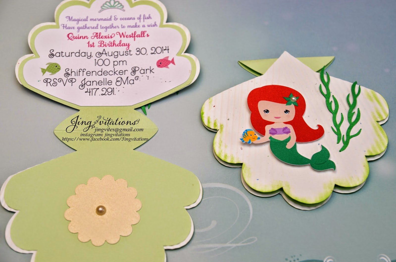 Handmade Little Mermaid Invitations
