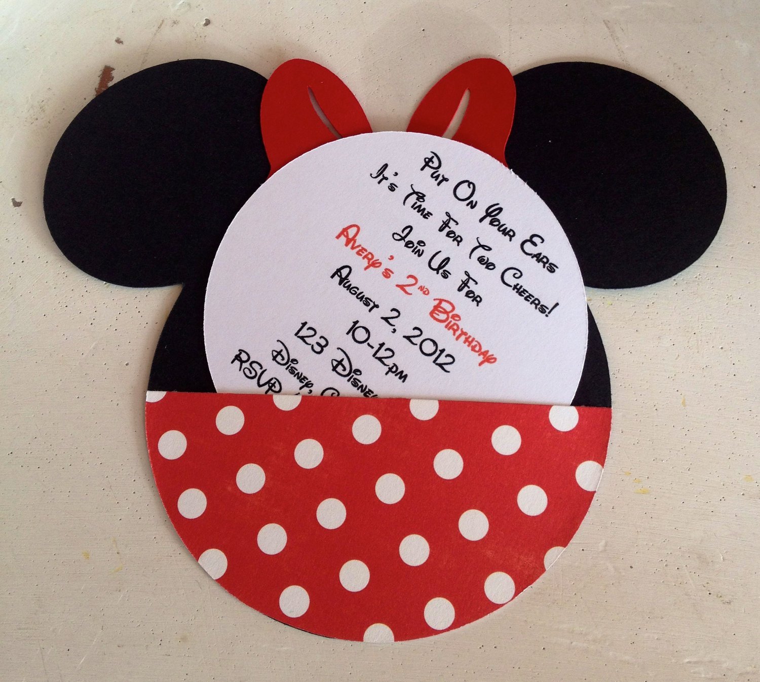 Handmade Minnie Mouse Birthday Invitations