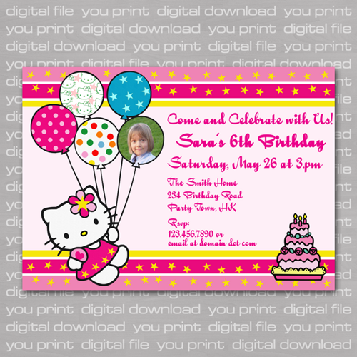 Hello Kitty Birthday Invitation Cards Print