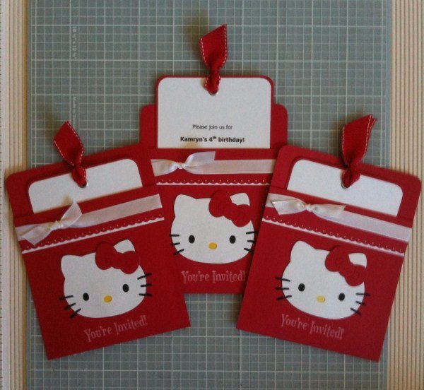 Homemade Hello Kitty Birthday Invitations