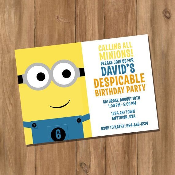 Homemade Minion Party Invitations