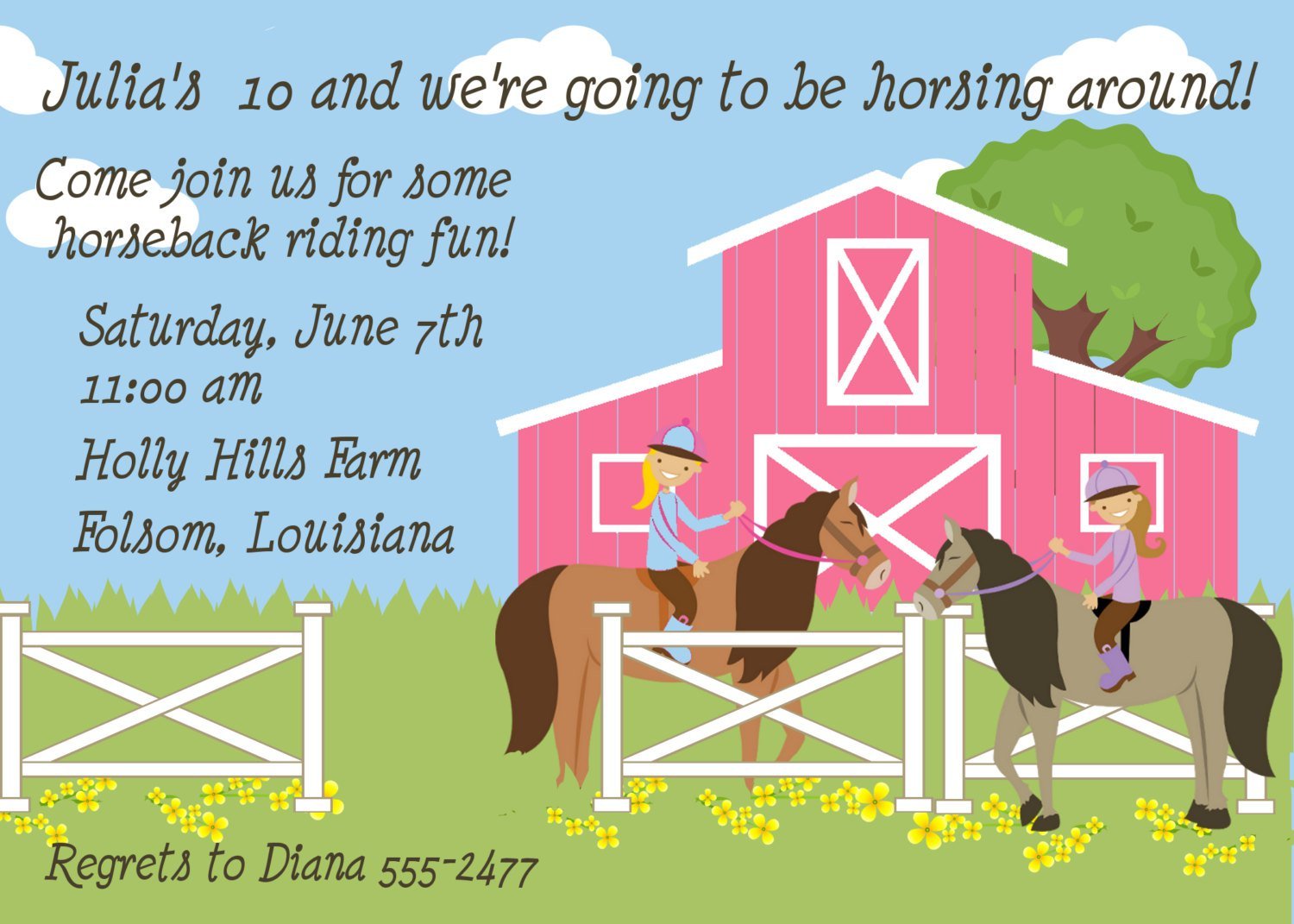 Horse Riding Birthday Party Invitations