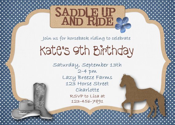 Horseback Riding Birthday Invitation Wording