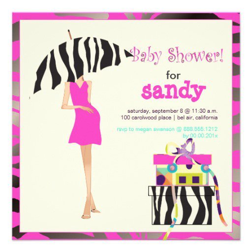 Hot Pink Zebra Baby Shower Invitations