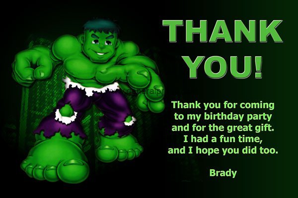 Hulk Party Invitations Free