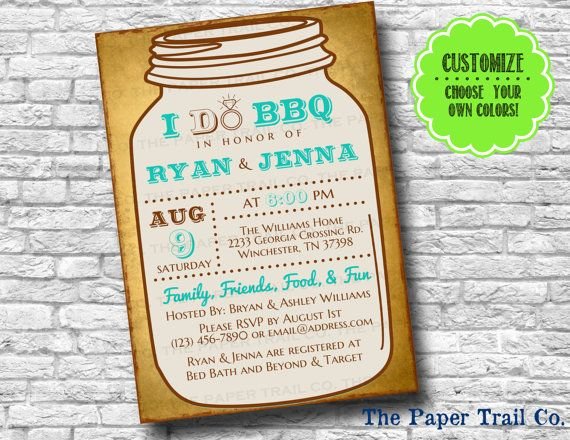 I Do Bbq Mason Jar Invitations