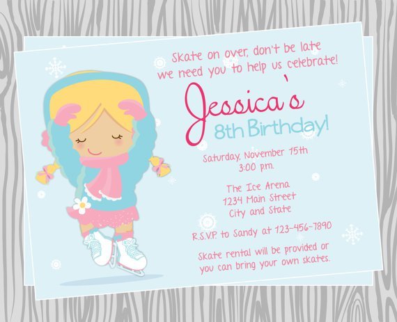 Ice Skating Birthday Invitation Wording