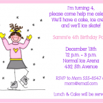 Ice Skating Birthday Invitation Wording