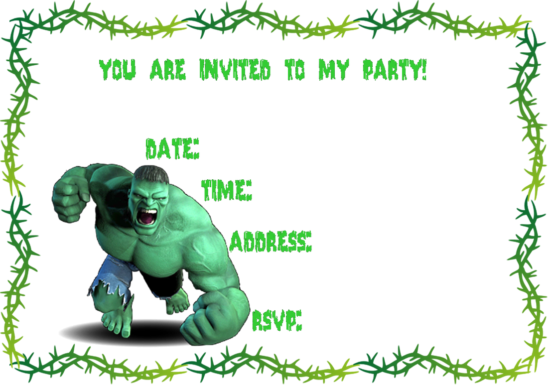 Hulk Party Invitations Free