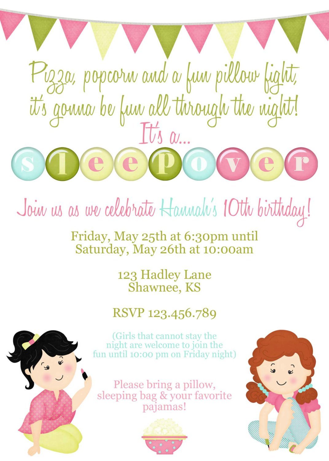 Invitation Slumber Party Wording