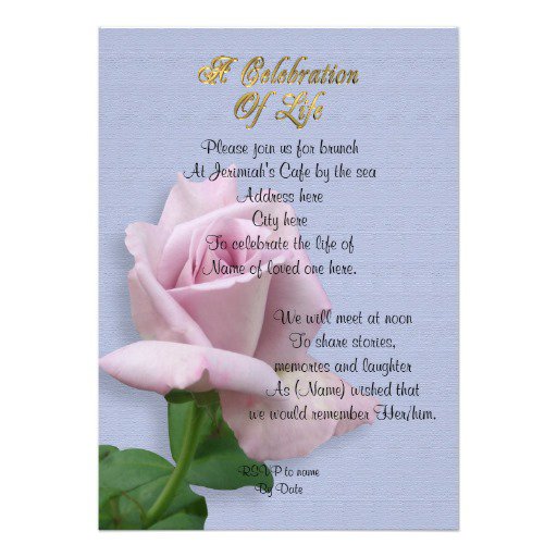 Invitation Wording Celebration Of Life