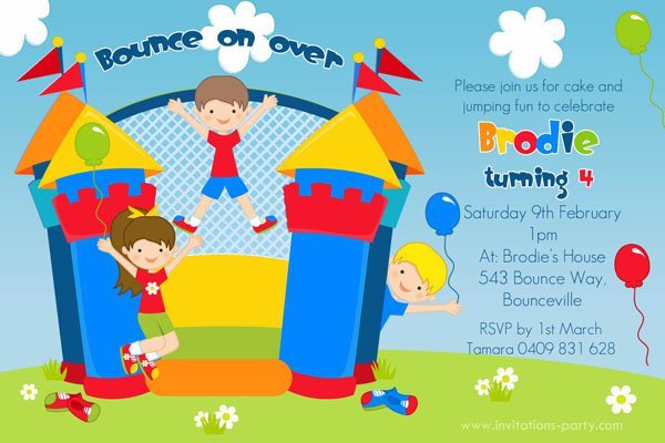 Jumping Castle Birthday Invitations