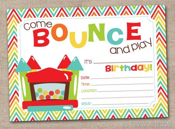 Jumping Castle Birthday Party Invitations