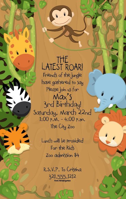 Jungle Birthday Party Invitations