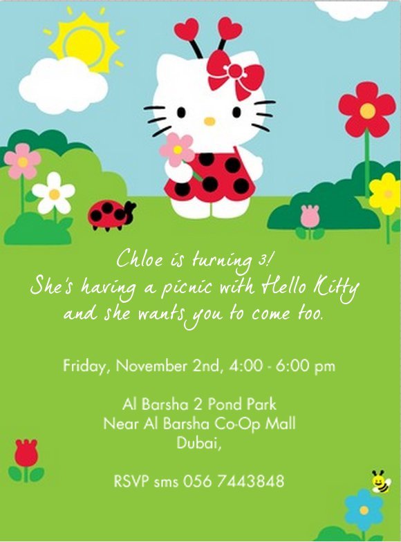 Kitty 2nd Birthday Invitation