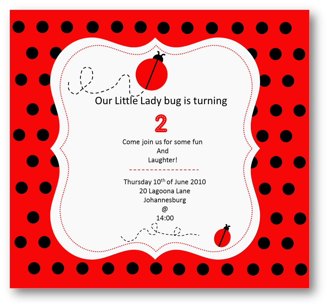 Ladybug 1st Birthday Invitation Templates