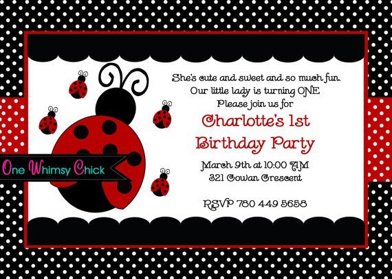 Ladybug 1st Birthday Invitation Wording