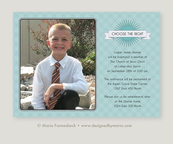 Lds Boy Baptism Invitations