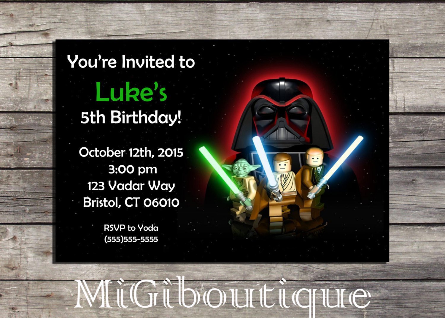 Lego Star Wars Personalized Birthday Invitations