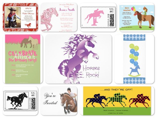 Little Girl Horse Birthday Invitations