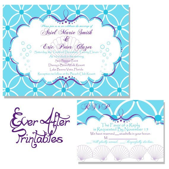 Little Mermaid Inspired Wedding Invitations