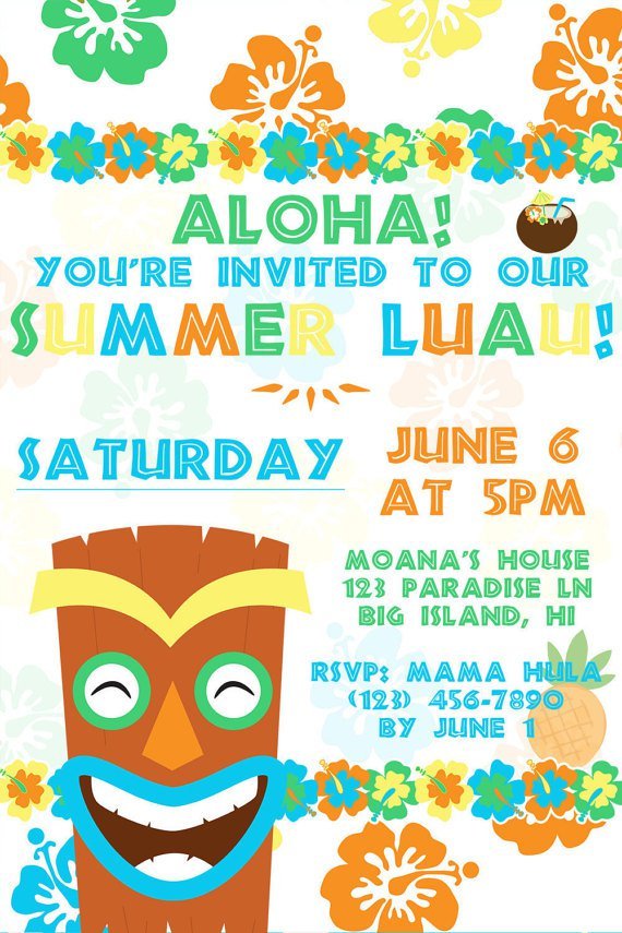 Luau Party Invitations Printable