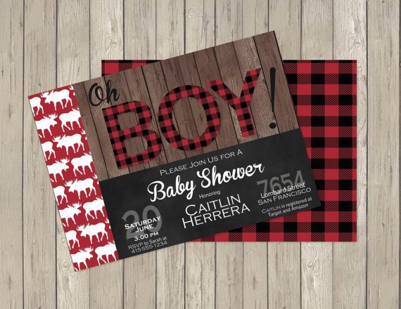 Lumberjack Baby Shower Invitations