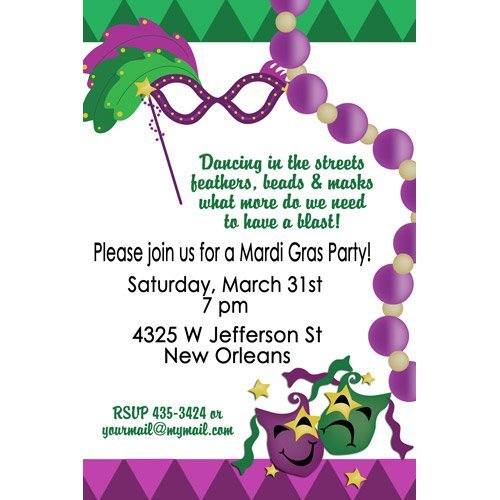 Mardi Gras Masquerade Party Invitations