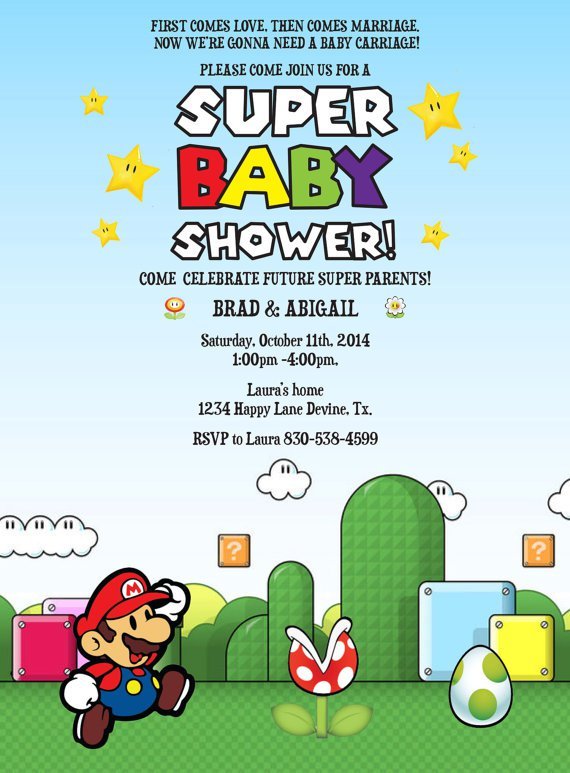 Mario Baby Shower Invitation