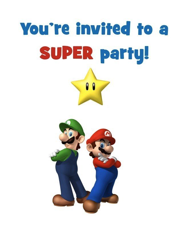 Mario Party Invitations Free