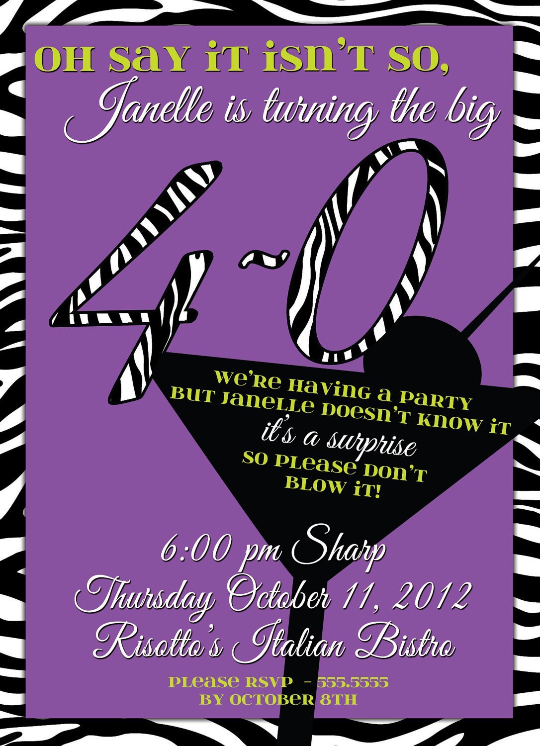 Martini Birthday Invitations