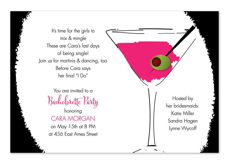 Martini Birthday Party Invitation Wording